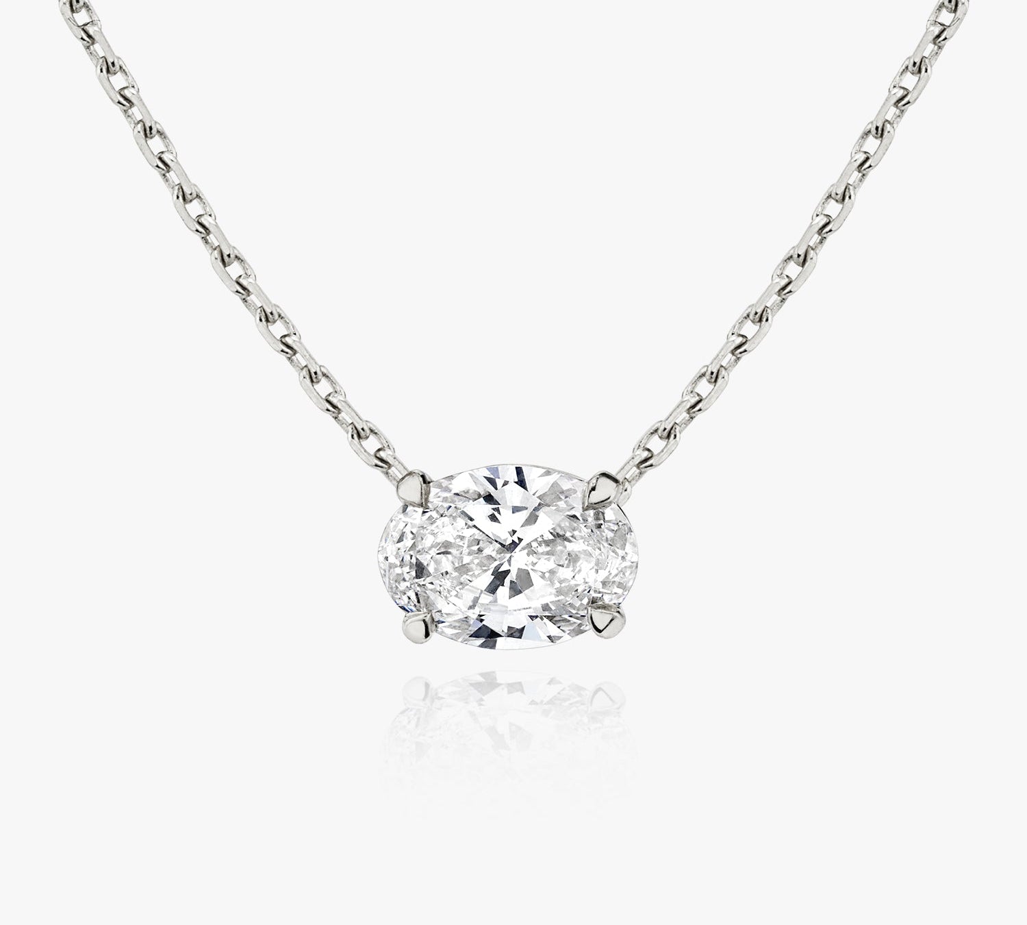 1.0 CT Oval Solitaire  Lab Grown Diamond Necklace