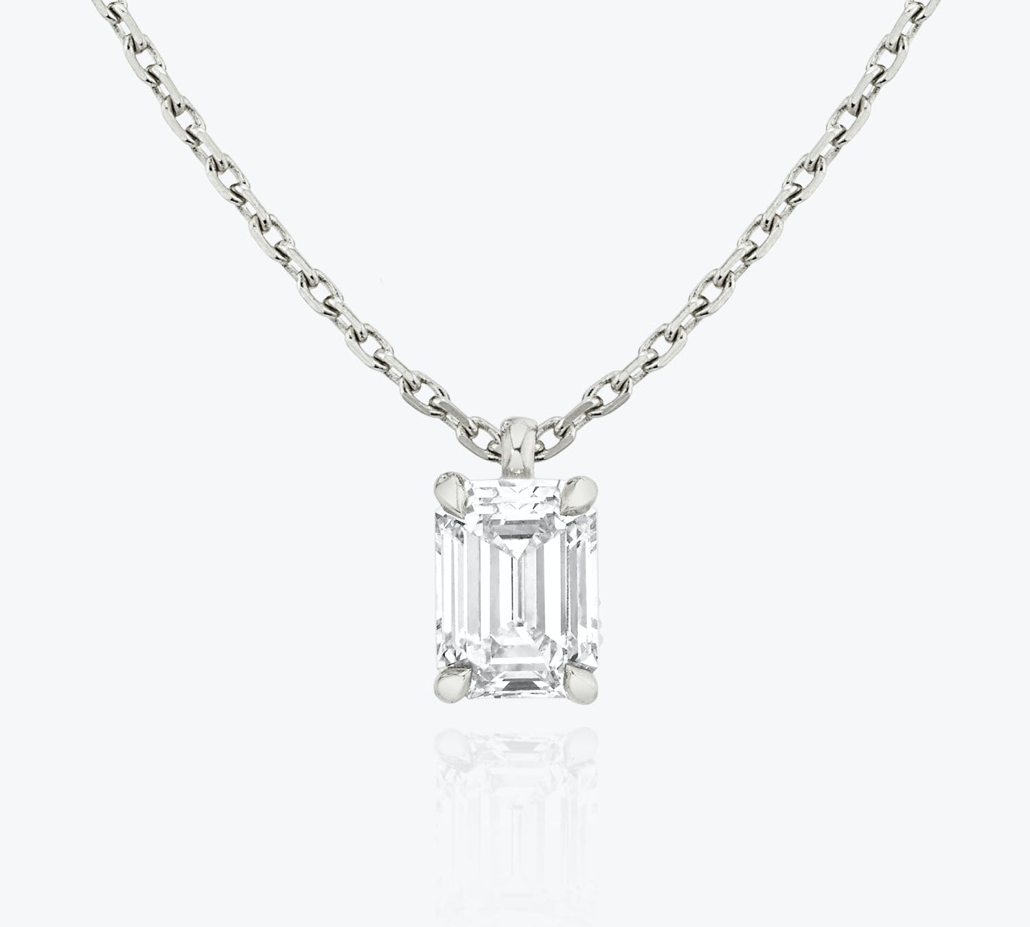 1.0 CT Emerald Solitaire  Lab Grown Diamond Necklace
