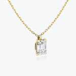 1.0 CT Emerald Solitaire  Lab Grown Diamond Necklace