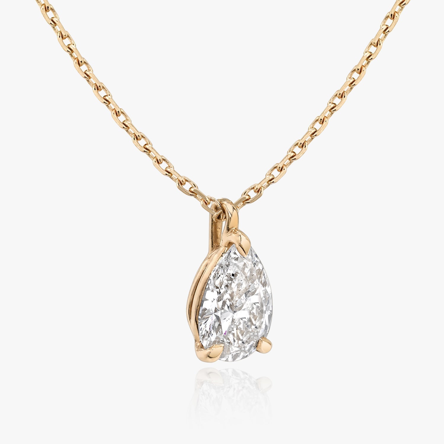 1.0 CT Pear Solitaire  Lab Grown Diamond Necklace