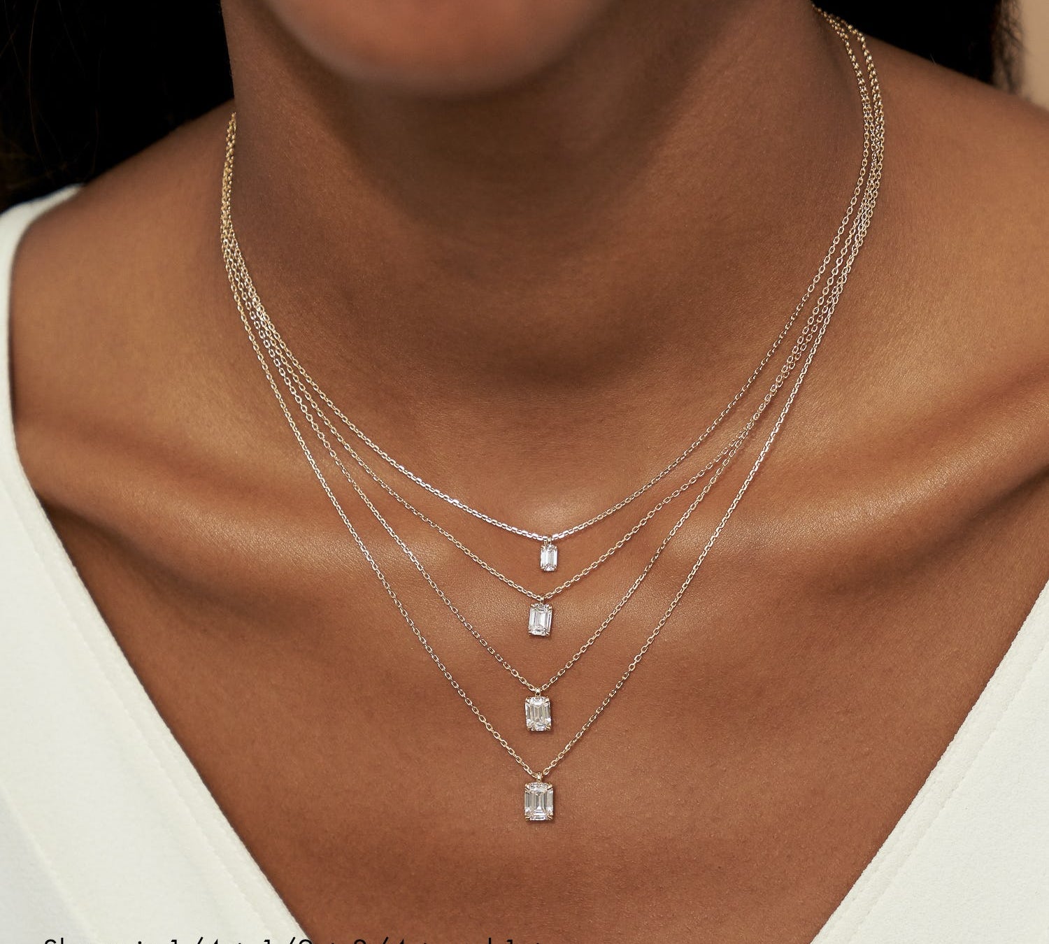 1.0 CT Emerald Solitaire  Lab Grown Diamond Necklace