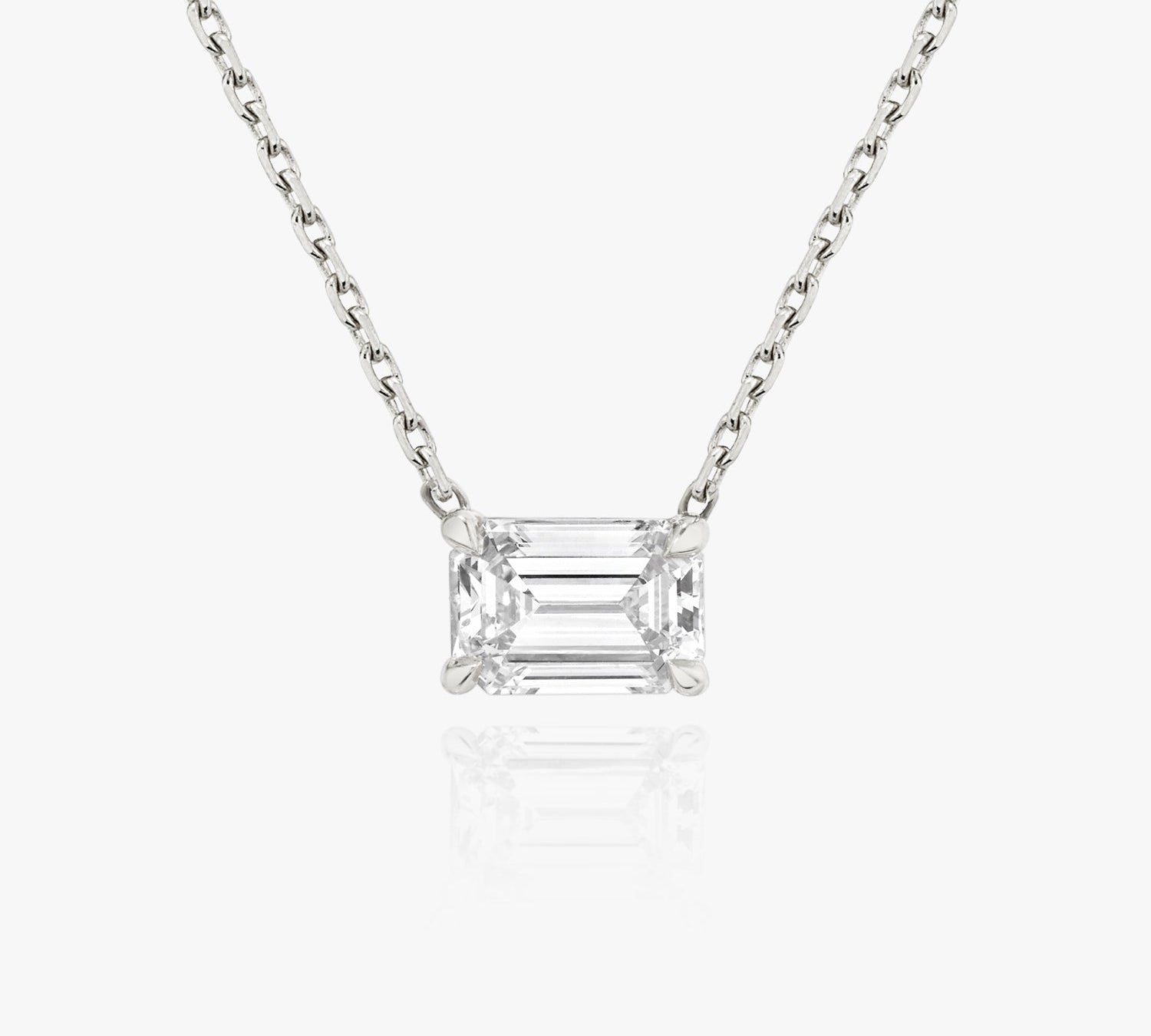 1.0 CT Emerald Solitaire Lab Grown Diamond Necklace