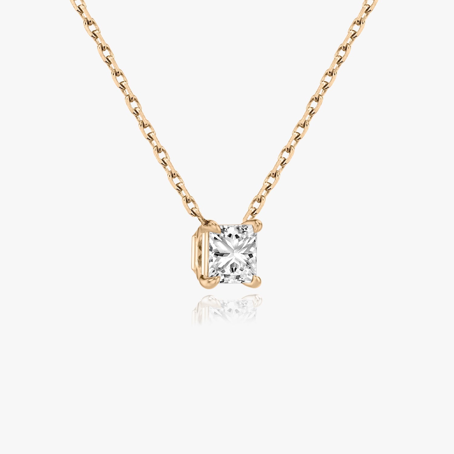 1.0 CT Princess Solitaire  Lab Grown Diamond Necklace