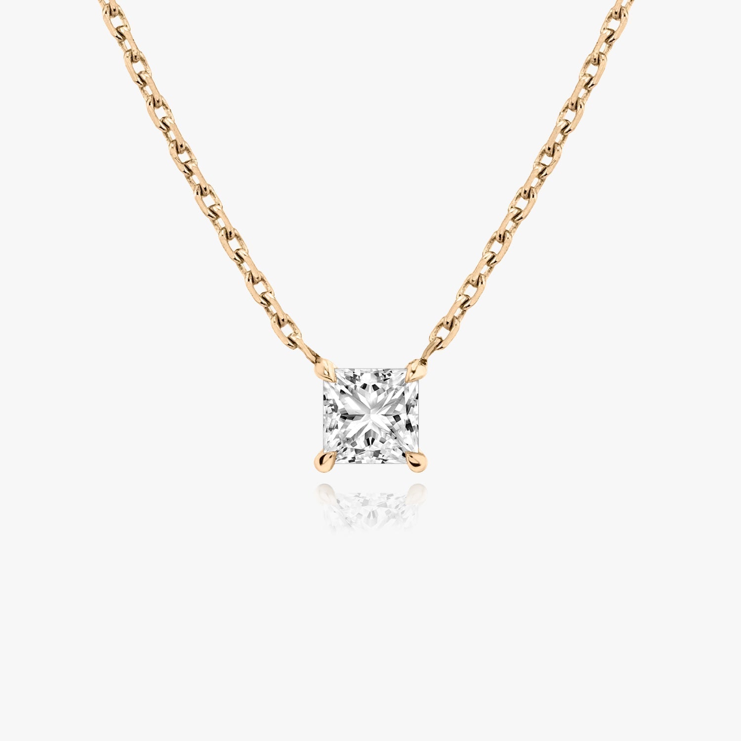 1.0 CT Princess Solitaire  Lab Grown Diamond Necklace
