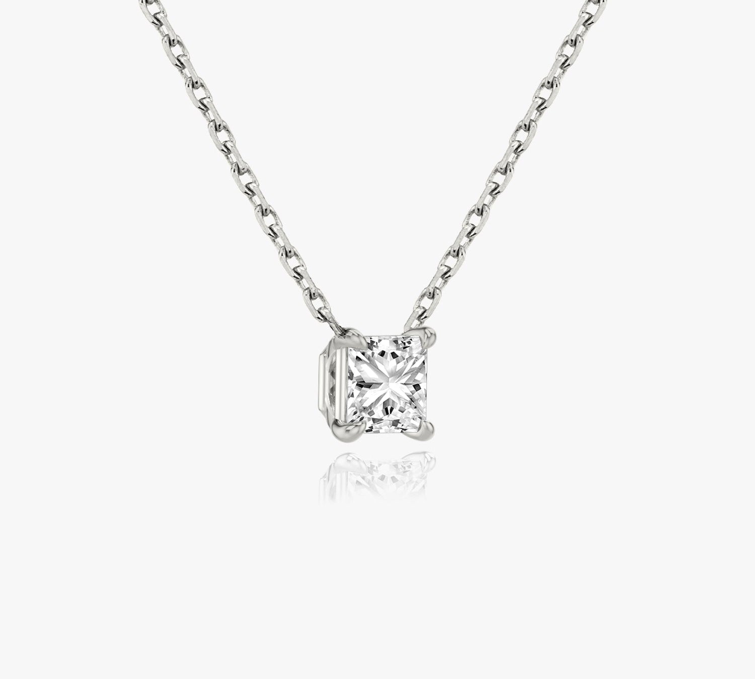 1.0 CT Princess Solitaire  Lab Grown Diamond Necklace