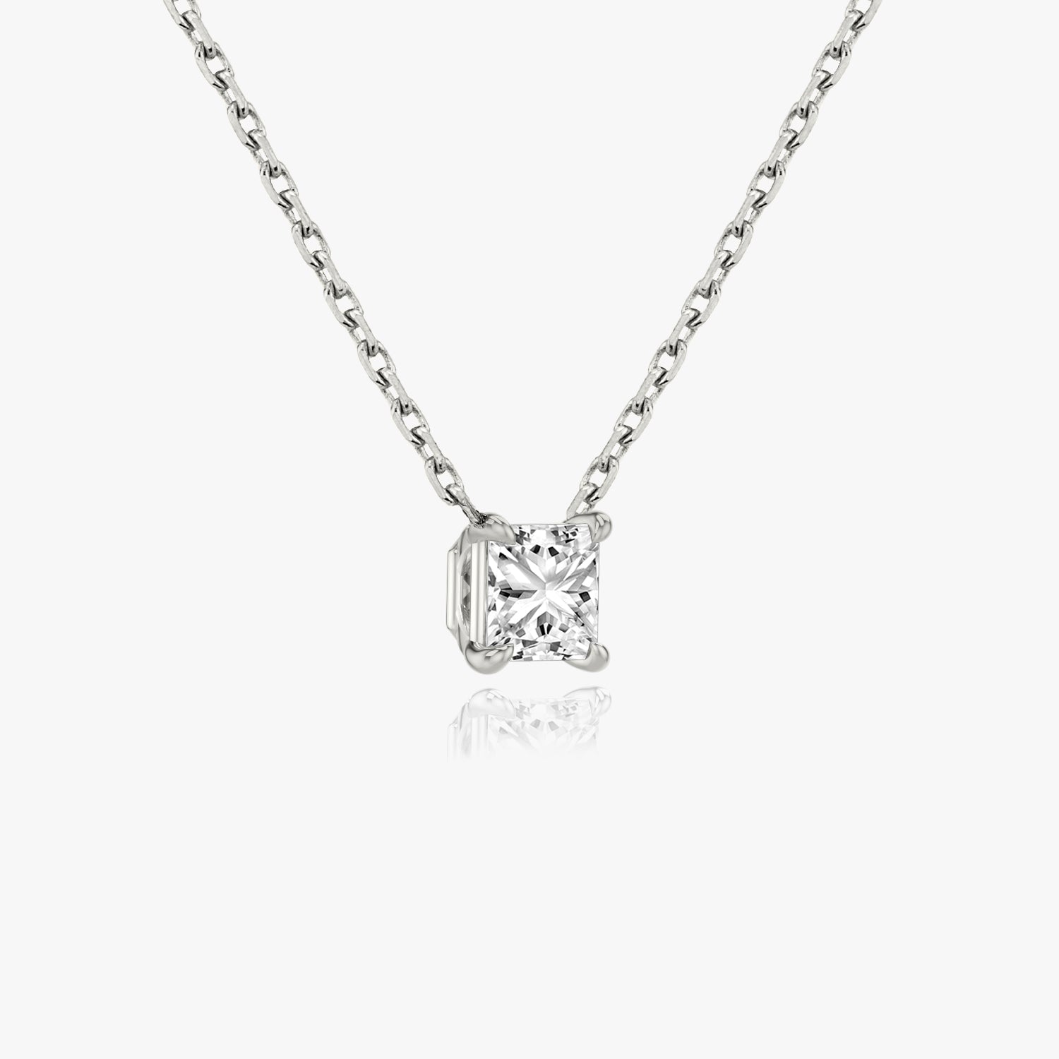 1.0 CT Princess Solitaire  Lab Grown Diamond Necklace