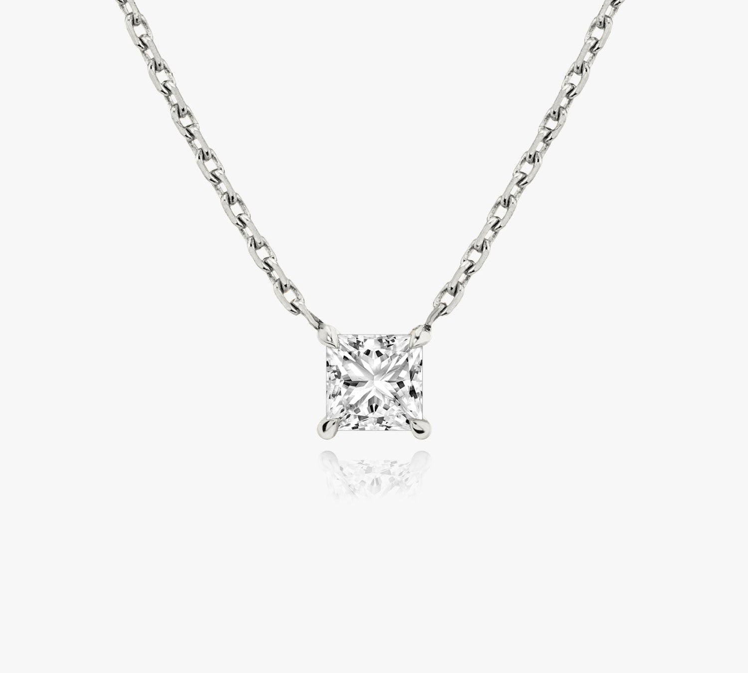 1.0 CT Princess Solitaire  Lab Grown Diamond Necklace