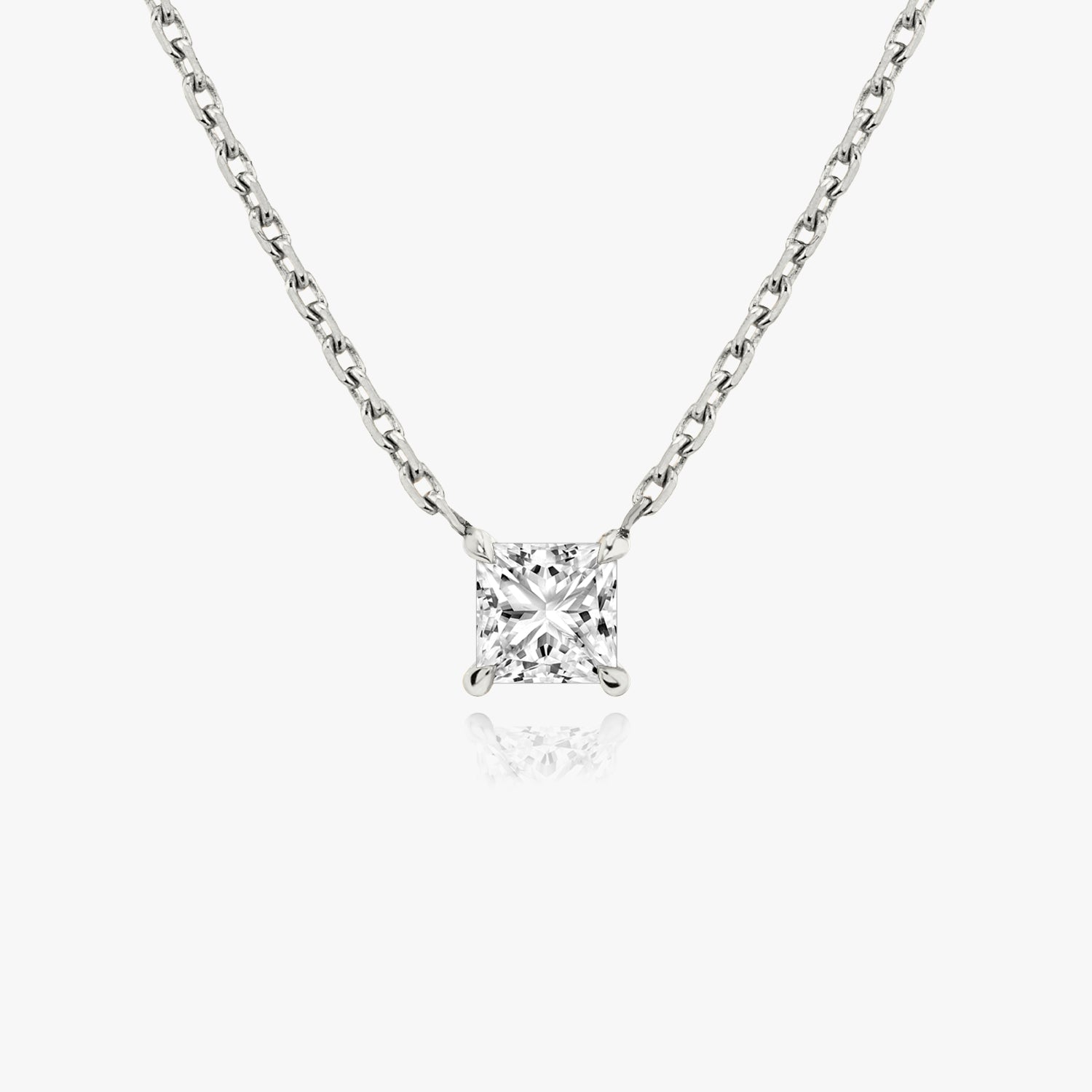 1.0 CT Princess Solitaire  Lab Grown Diamond Necklace