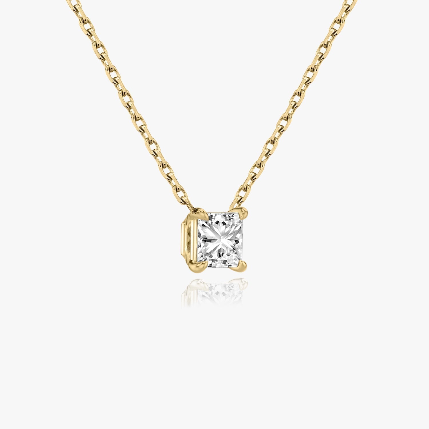 1.0 CT Princess Solitaire  Lab Grown Diamond Necklace