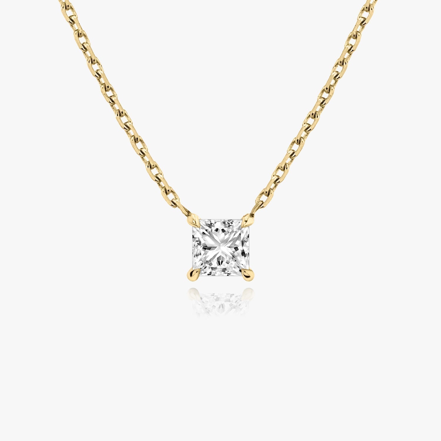 1.0 CT Princess Solitaire  Lab Grown Diamond Necklace