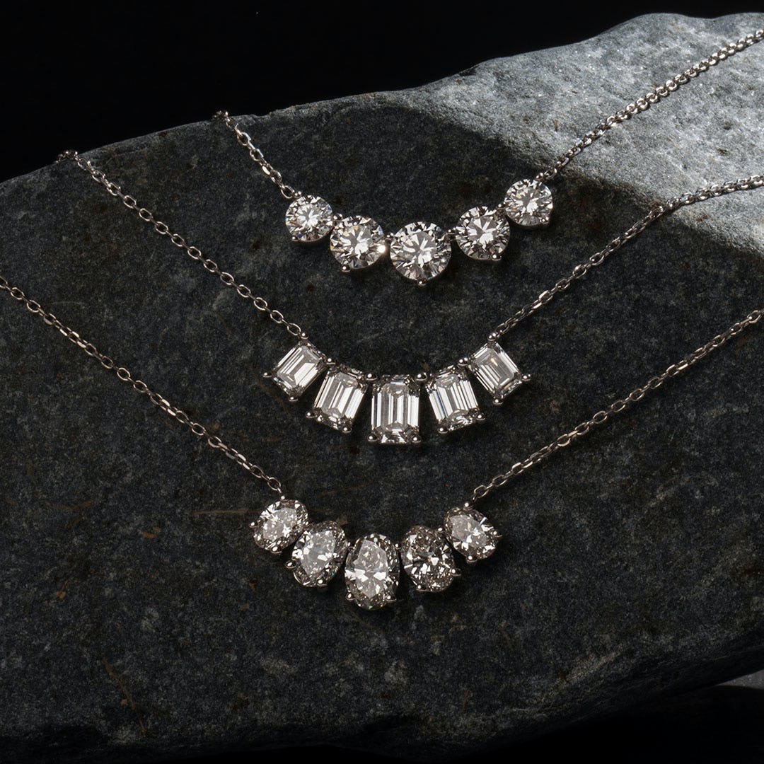 3.50 TCW Oval  Lab Grown Diamond Necklace