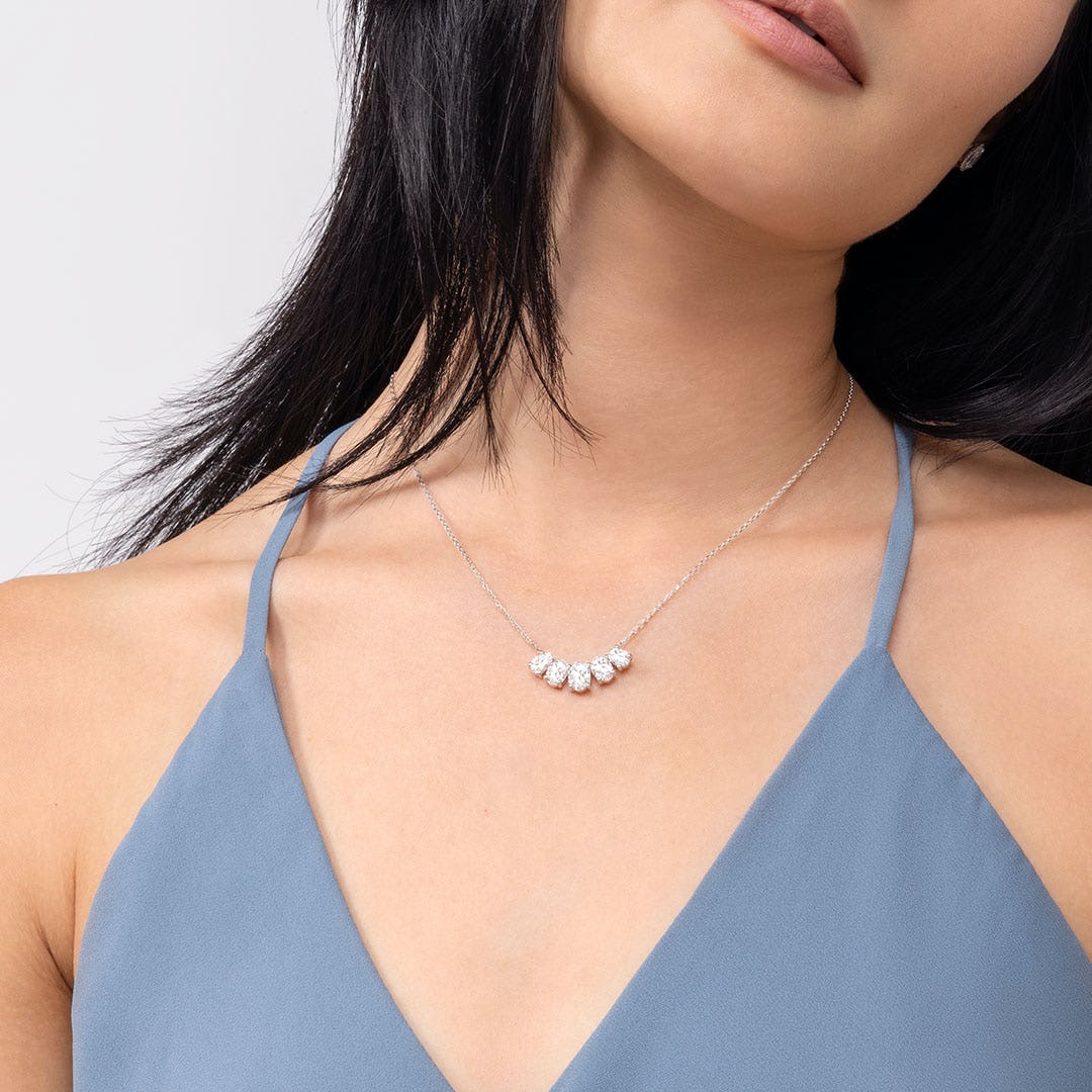 3.50 TCW Oval  Lab Grown Diamond Necklace