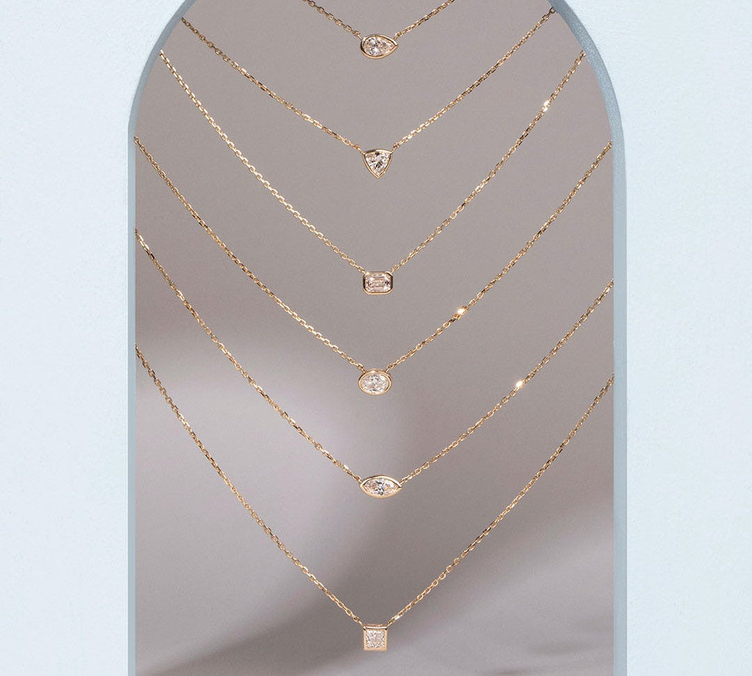 1.0 CT Marquise Bezel Solitaire Lab Grown Diamond Necklace