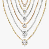 1.0 CT Round Bezel Solitaire Lab Grown Diamond Necklace