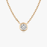 1.0 CT Round Bezel Solitaire Lab Grown Diamond Necklace