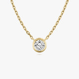 1.0 CT Round Bezel Solitaire Lab Grown Diamond Necklace