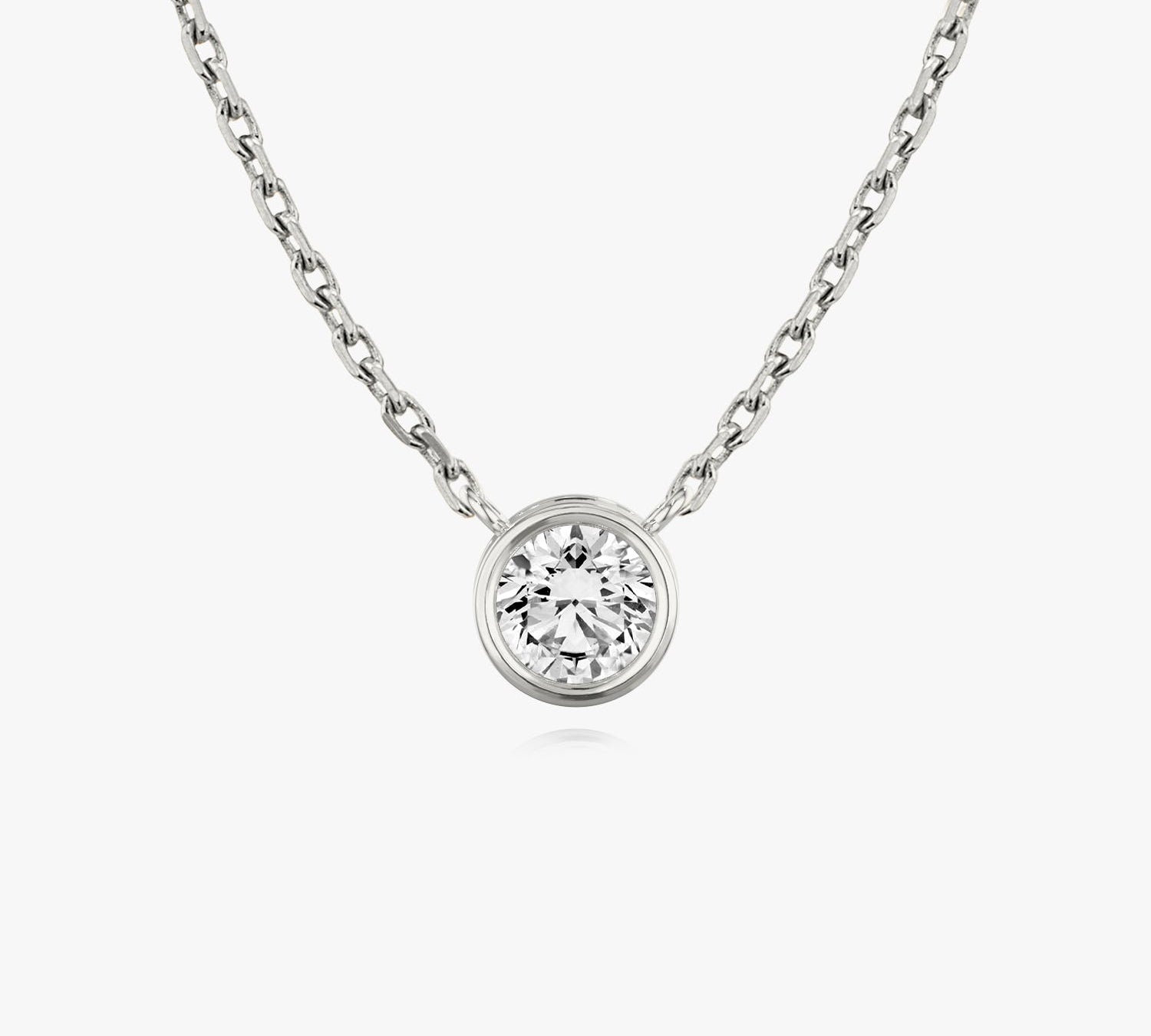 1.0 CT Round Bezel Solitaire Lab Grown Diamond Necklace