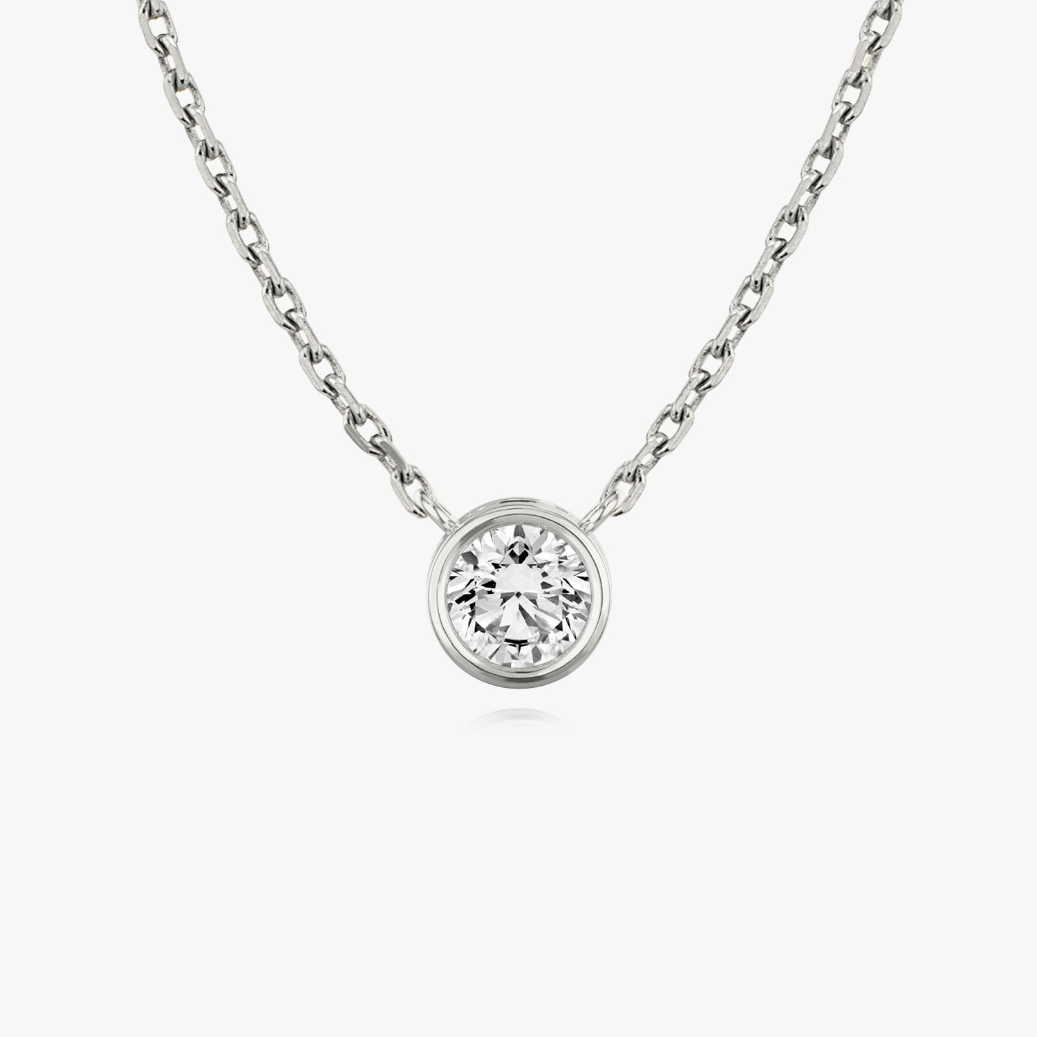 1.0 CT Round Bezel Solitaire Lab Grown Diamond Necklace