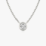 1.0 CT Round Bezel Solitaire Lab Grown Diamond Necklace