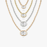 1.0 CT Oval Bezel  Lab Grown Diamond Necklace