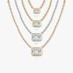 1.0 CT Emerald Bezel Solitaire  Lab Grown Diamond Necklace