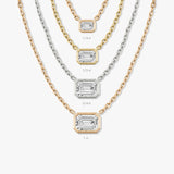 1.0 CT Emerald Bezel Solitaire  Lab Grown Diamond Necklace