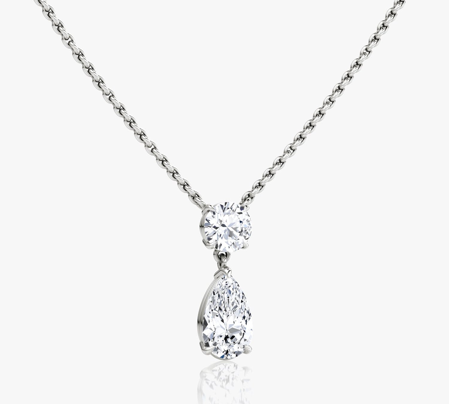 1.50 TCW Pear & Round  Lab Grown Diamond Necklace