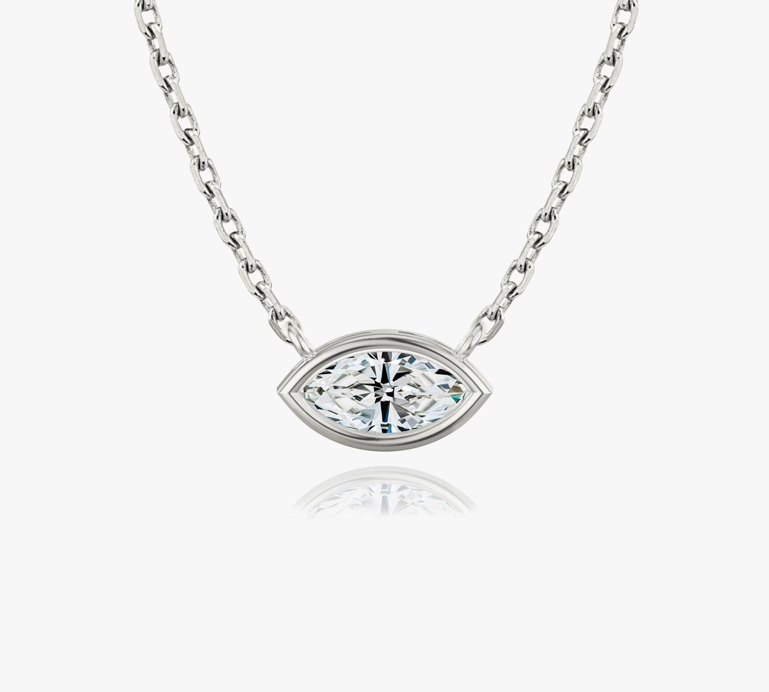 1.0 CT Marquise Bezel Solitaire Lab Grown Diamond Necklace