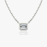 1.0 CT Emerald Bezel Solitaire  Lab Grown Diamond Necklace