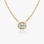 1.0 CT Oval Bezel  Lab Grown Diamond Necklace