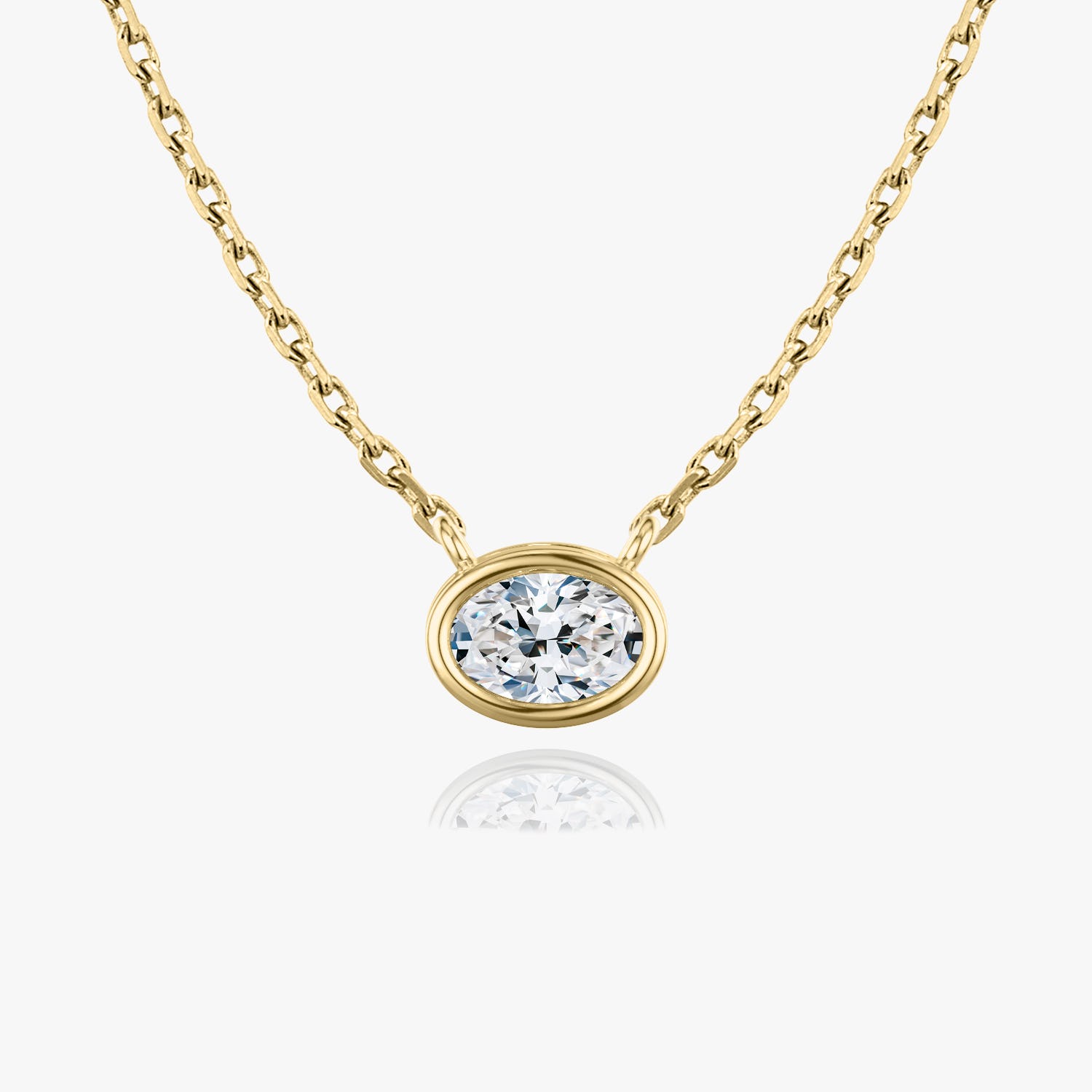 1.0 CT Oval Bezel  Lab Grown Diamond Necklace