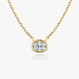 1.0 CT Oval Bezel  Lab Grown Diamond Necklace