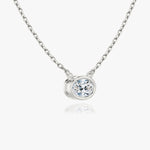1.0 CT Oval Bezel  Lab Grown Diamond Necklace