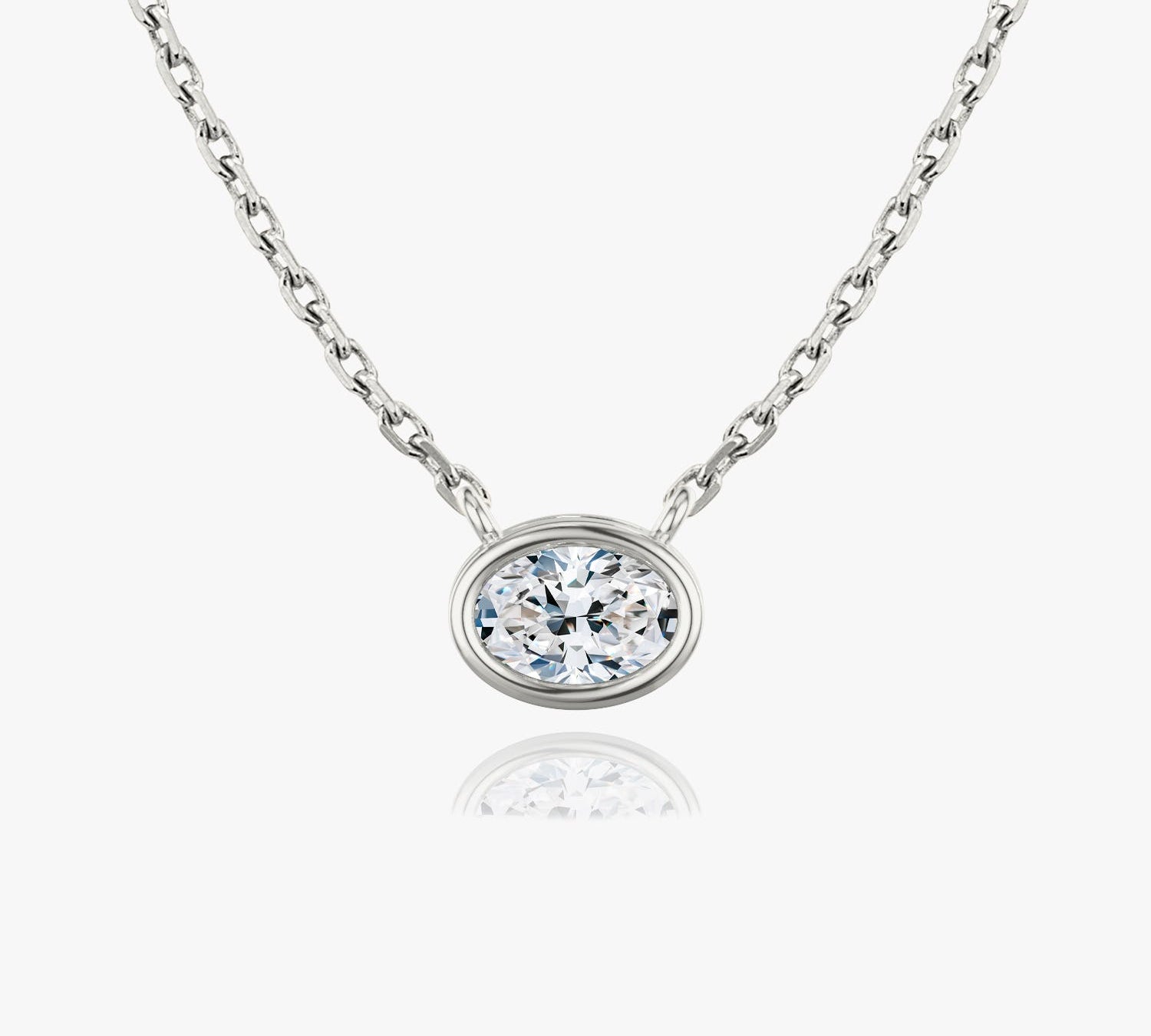 1.0 CT Oval Bezel  Lab Grown Diamond Necklace
