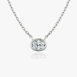 1.0 CT Oval Bezel  Lab Grown Diamond Necklace