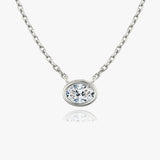 1.0 CT Oval Bezel  Lab Grown Diamond Necklace