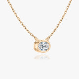 1.0 CT Oval Bezel  Lab Grown Diamond Necklace