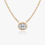1.0 CT Oval Bezel  Lab Grown Diamond Necklace