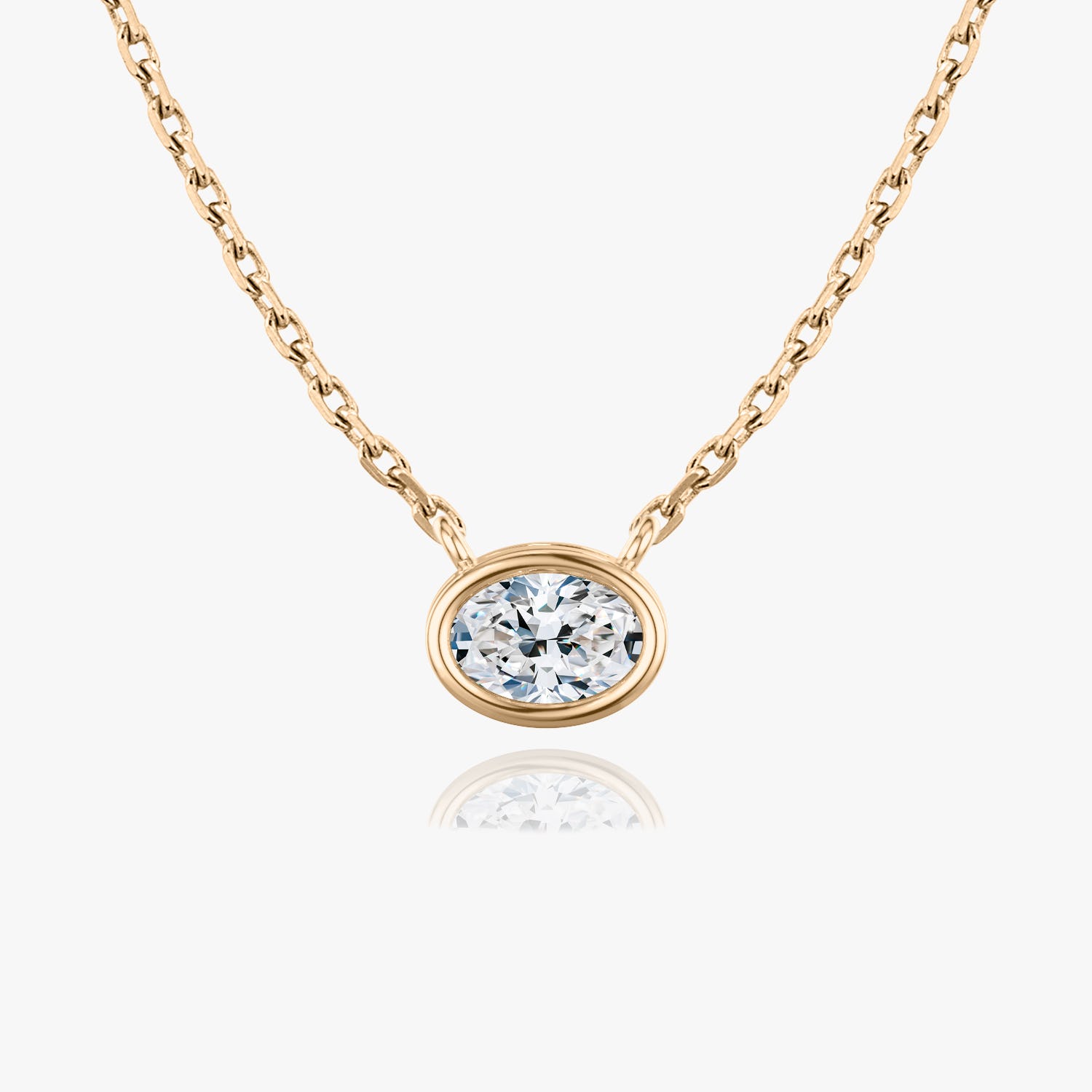 1.0 CT Oval Bezel  Lab Grown Diamond Necklace