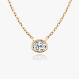1.0 CT Oval Bezel  Lab Grown Diamond Necklace