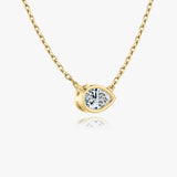 1.0 CT Pear Bezel Solitaire  Lab Grown Diamond Necklace