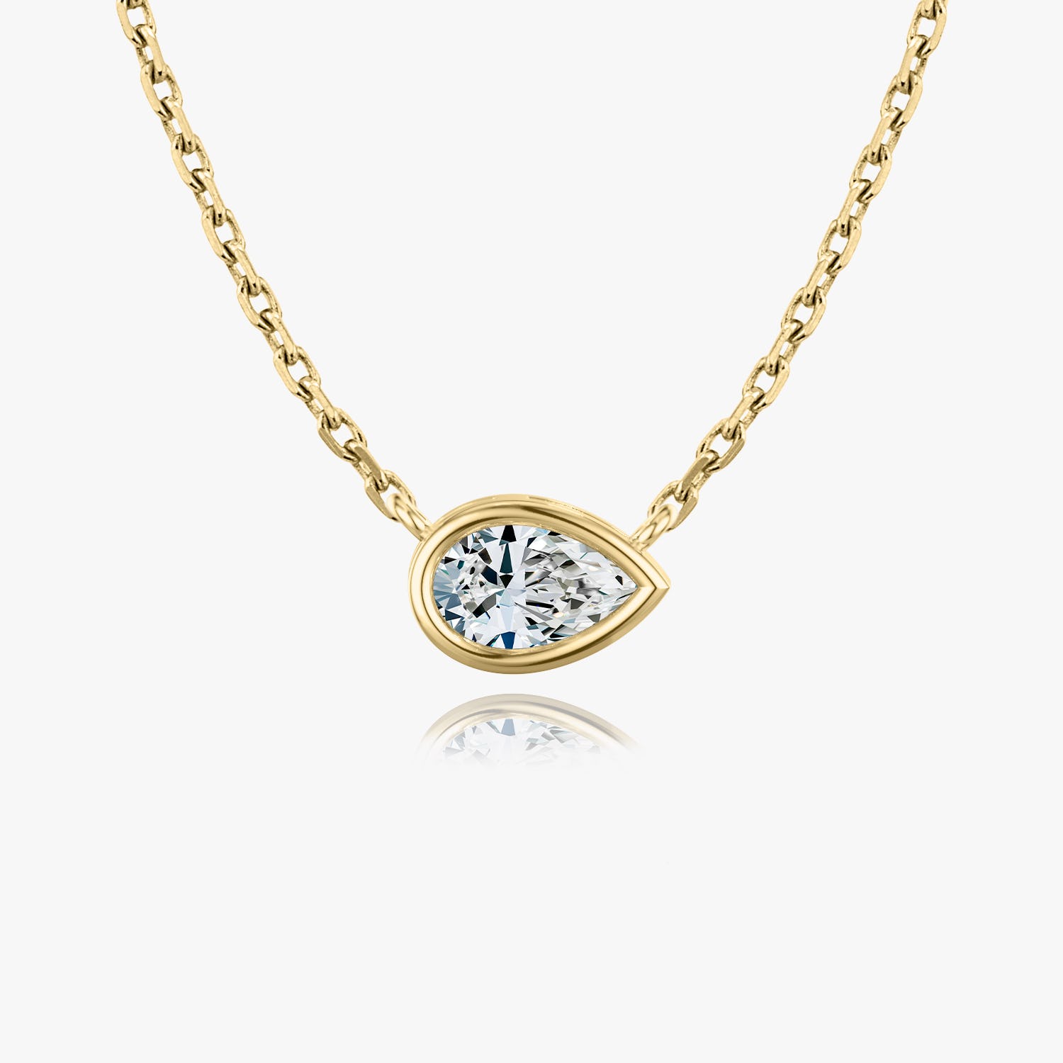 1.0 CT Pear Bezel Solitaire  Lab Grown Diamond Necklace