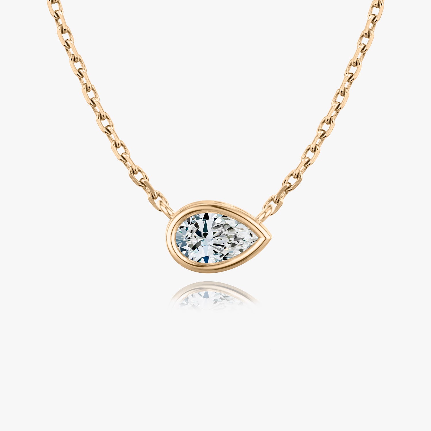1.0 CT Pear Bezel Solitaire  Lab Grown Diamond Necklace