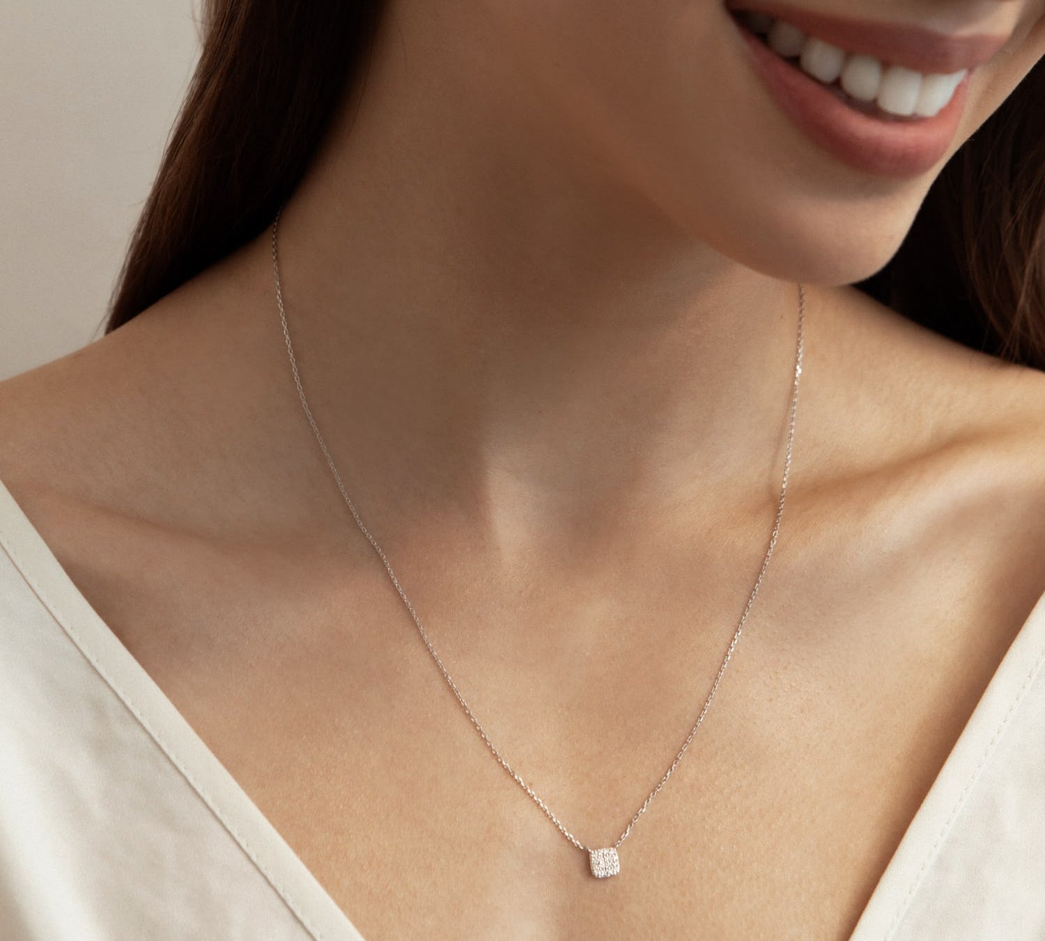 0.10 TCW Round  Lab Grown Diamond Necklace