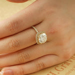 Stunning 1.0 - 2.0 CT Cushion Moissanite Engagement Ring With Pave & Halo Design 6