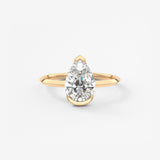 Pear Half Bezel Lab Grown Diamond Engagement Ring