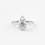 Pear Half Bezel Lab Grown Diamond Engagement Ring