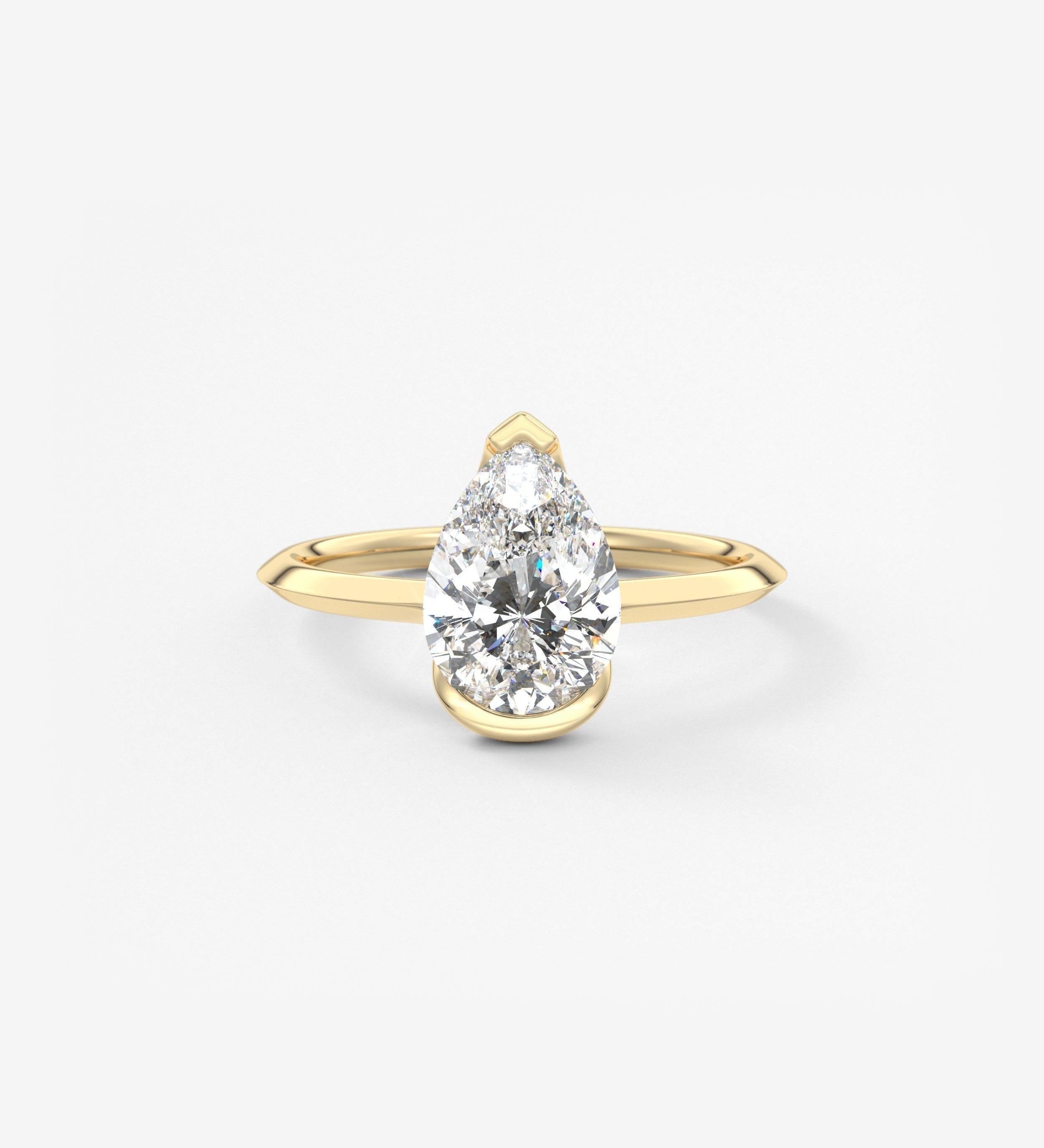 Pear Half Bezel Lab Grown Diamond Engagement Ring