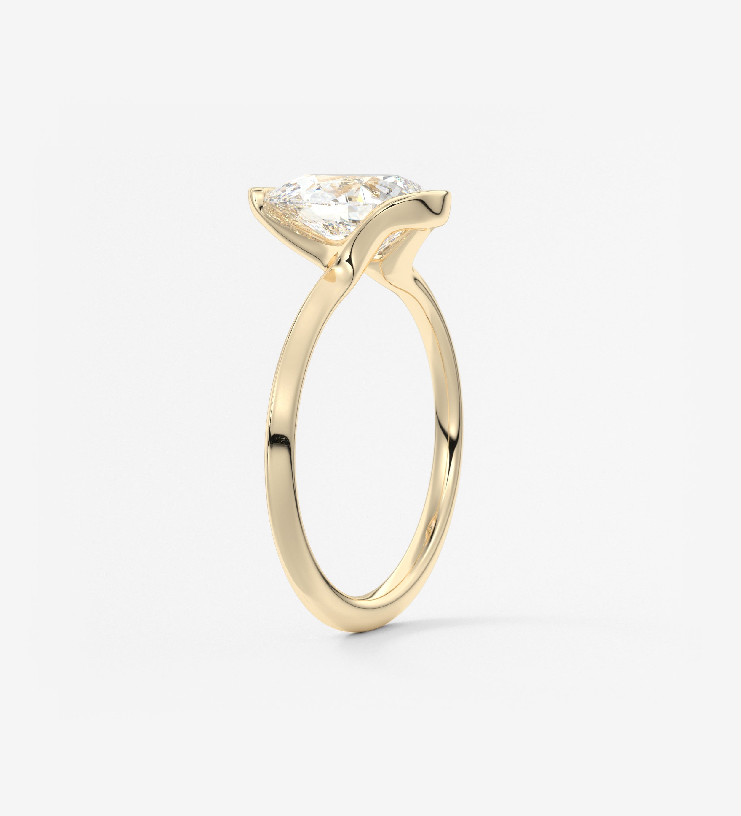 Pear Half Bezel Lab Grown Diamond Engagement Ring