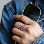 Delicate Moissanite Band with 0.20 TCW Emerald Cut Stones in Solid Gold 2